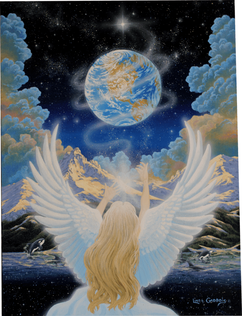 "Blessings" - Original Painting - Angel Art by Linda Gadbois