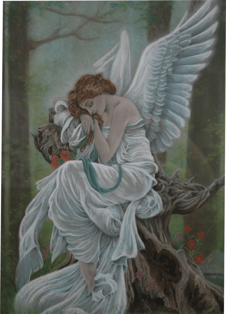 "Sweet Dreams" - Original Pastel Painting - Angel Art by Linda Gadbois